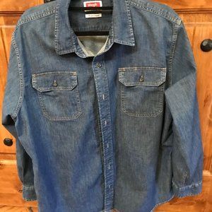 Men's Wrangle Denim Blue Shirt XL L